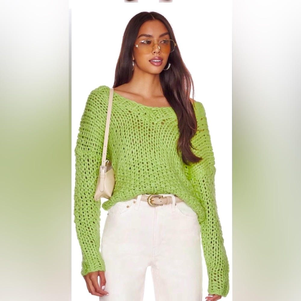 Lovers and Friends Doxie
Deep V Sweater in Lime Green